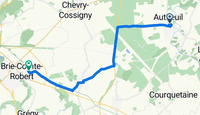 De Allee de la Saussaie 20, Presles-en-Brie Ă  Rue des Merisiers 5, Brie-Comte-Robert