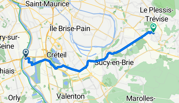 124 Avenue d'Alfortville, Choisy-le-Roi to 42 Avenue des Bordes, La Queue-en-Brie