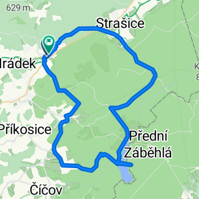 Středně těžká Dobřív-Padrťské rybníky-Strašice-Dobřív