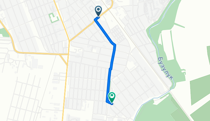 От улица Тимирязева 1а, Бузулук до улица Чехова 25, Бузулук