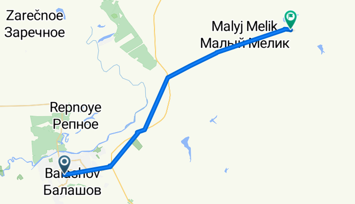 От переулок Чернышевского 27, Балашов до Unnamed Road