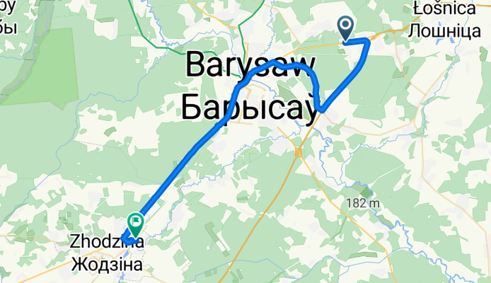 От P53 до улица Советская 18, Жодино