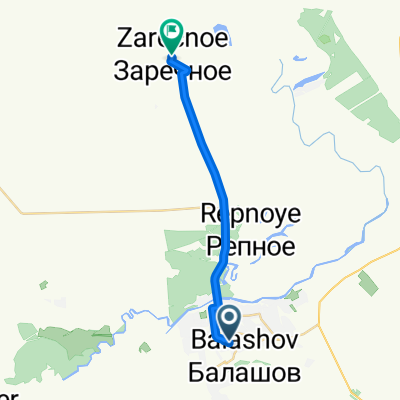 От переулок Чернышевского 27, Балашов до Unnamed Road, Заречное