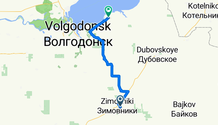 От улица Рабочая 142, Зимовники до Unnamed Road