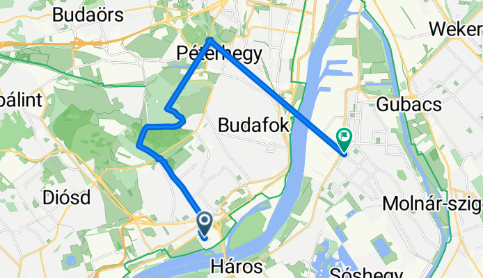 Kolozsvári utca 39, Budapest to Völgy utca 1, Budapest