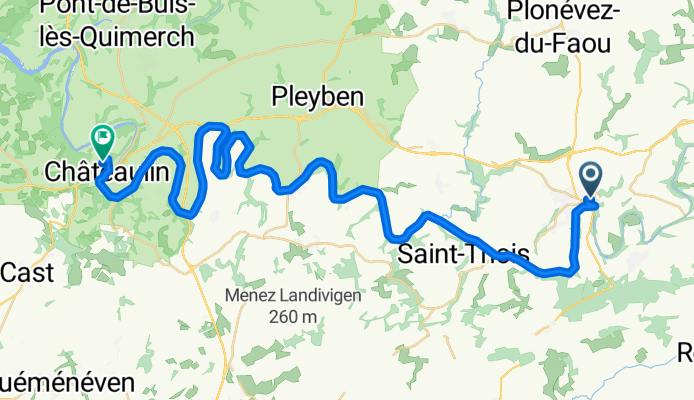 Itinéraire à partir de 17 Rue Paul Sérusier, Châteauneuf-du-Faou