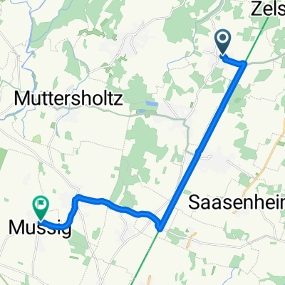 7 Rue du Milieu, Bindernheim to 16 Rue de Baldenheim, Mussig