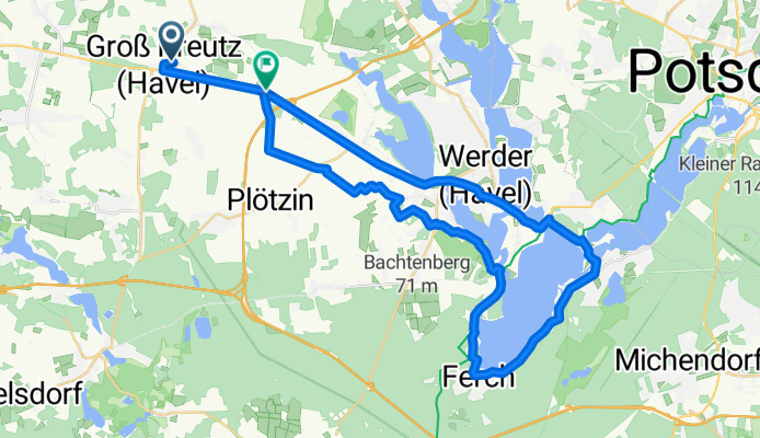 Dorfaue 14, Groß Kreutz (Havel) nach Derwitzer Chaussee 4B, Werder (Havel)