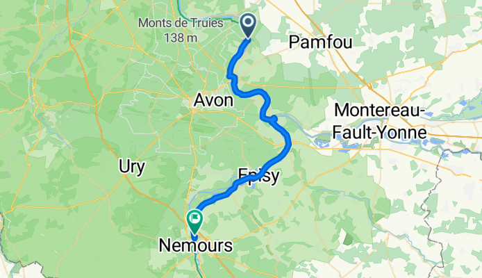 De Chemin du Petit Barbeau, Samois-sur-Seine à 4 Place Édith Piaf, Nemours