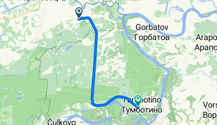 От Школьная Улица, 18, Куприяновское до Пролетарская улица, 109, Тумботино