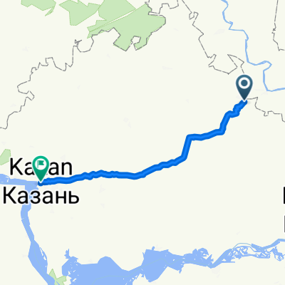 От улица Мазита Гафури 8, Кукмор до улица Пушкина 15-31, Казань