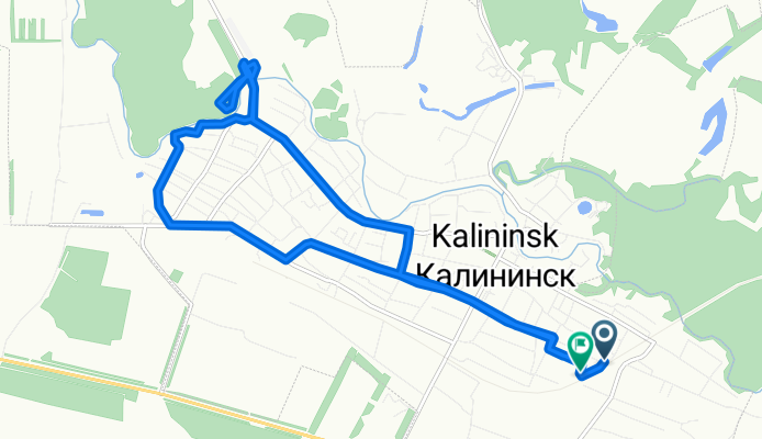 От улица Ленина 2, Калининск до Дорожный заезд 9, Калининск