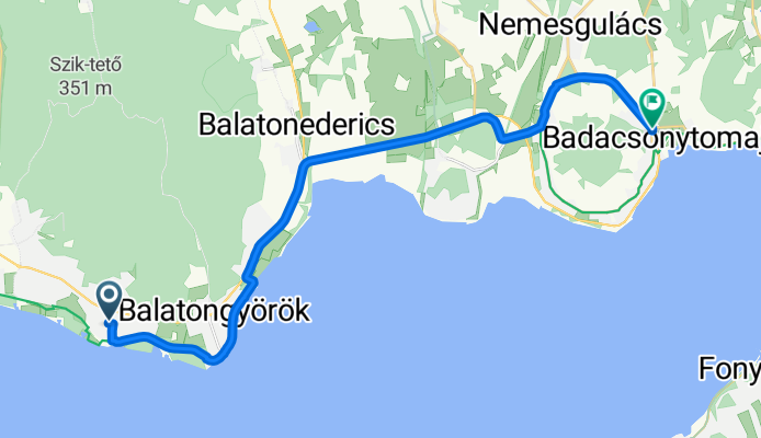 Zrínyi Miklós utca 6., Vonyarcvashegy to Fő utca 62., Badacsonytomaj