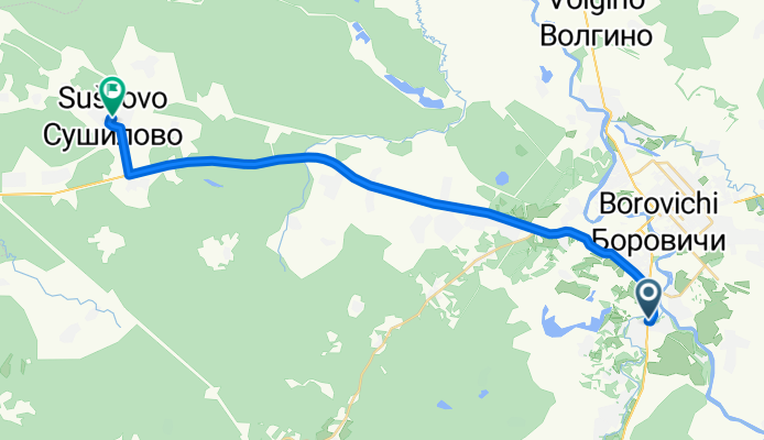 От Космодемьянской улица 2, Боровичи до 49К-0250, Сушилово