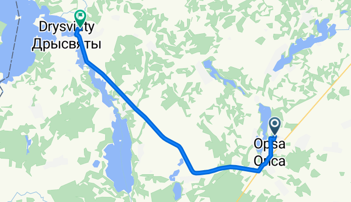 От улица Набережная, Опса до Unnamed Road, Дрисвяты