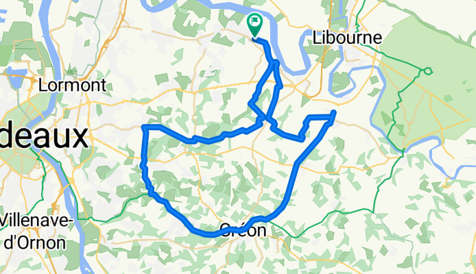 Parcours 63km Salleboeuf Fargues Piste ST Quentin Génissac