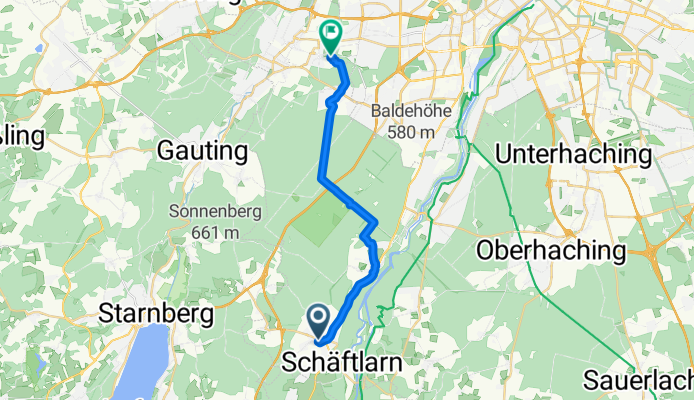 Niederried 23, Schäftlarn nach Am Klopferspitz 21, Planegg