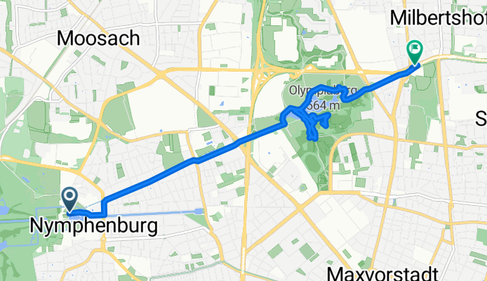 Schloß Nymphenburg, München nach Petuelring, München