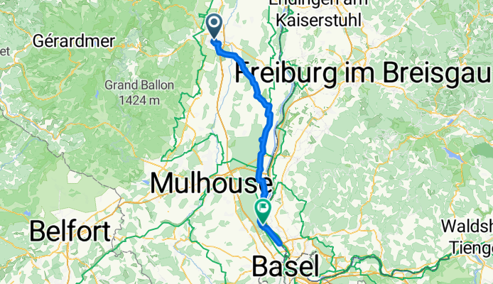 Rue de la Gare 1010, Colmar nach Rue de Rosenau 14, Kembs