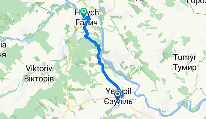 От Стуса улица, Єзупіль до Об’їздна вулиця, 1, Галич