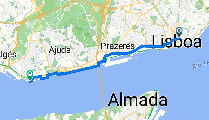 Route from Rua da Conceição 5, Lisboa