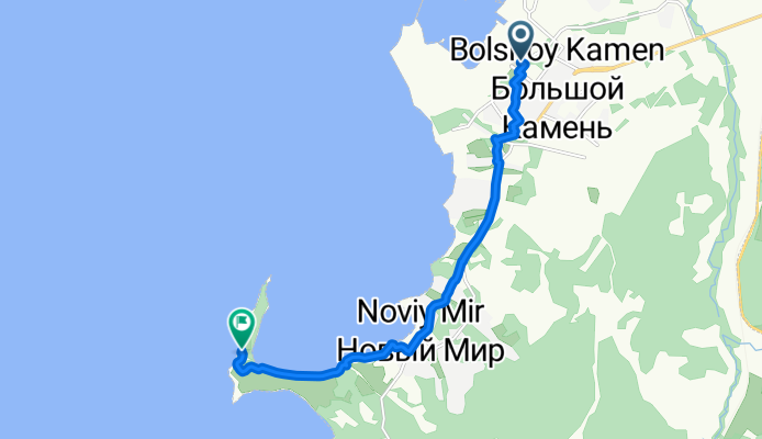 От улица Лебедева 1, Большой Камень до Unnamed Road, Большой Камень