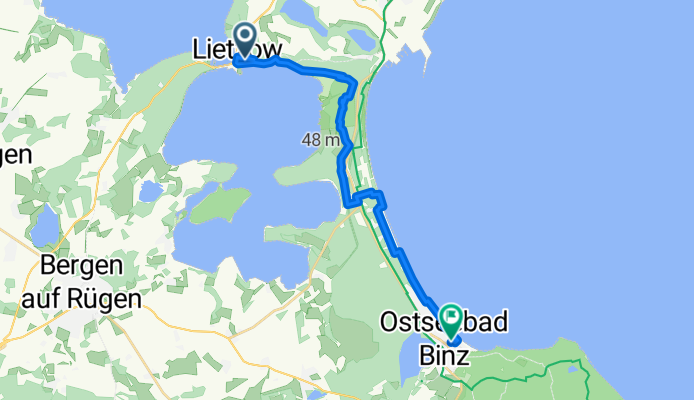 Lietzow - Feuersteinfelder - Binz 19,5 km