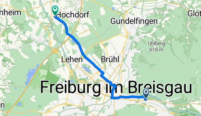 Schwarzwaldstraße 175, Freiburg im Breisgau nach Am Bahnhof 2, March