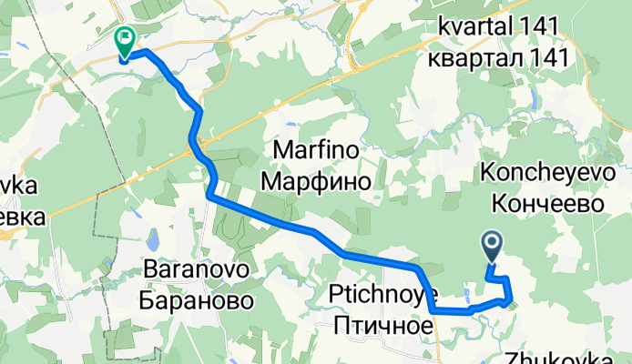 От Журавлиная улица, 81, Первомайское до Февральская улица, 9, Марушкинское