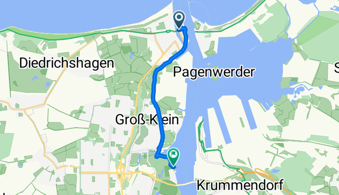 Kirchenstraße 1, Rostock nach Schmarl Dorf 15G, Rostock