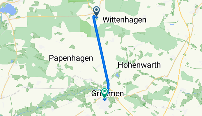 Wittenhäger Straße 27, Wittenhagen nach Dr.-Kurt-Fischer-Straße 1A, Grimmen