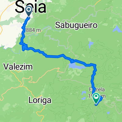 Rota desde Rua Gaveto da Dna Mariana de Lencastre 37, Seia