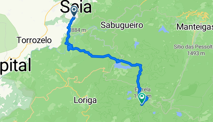 Rota desde Rua Gaveto da Dna Mariana de Lencastre 37, Seia