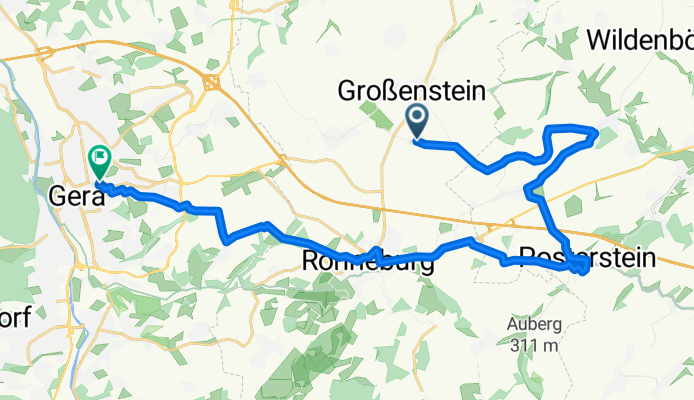 Unnamed Road, Großenstein nach Kurt-Keicher-Straße 3, Gera