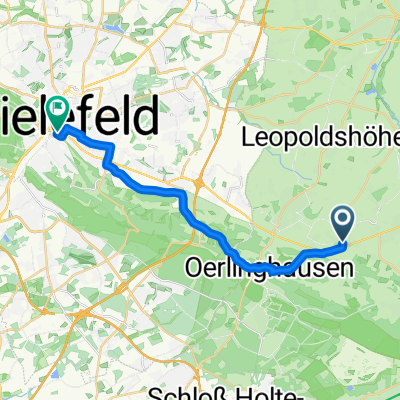 Jahnstraße 1–3, Oerlinghausen nach Am Sparrenberg 38A, Bielefeld