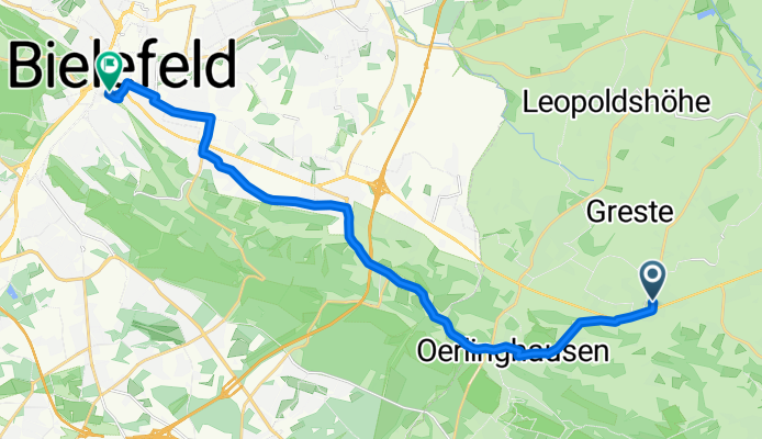 Jahnstraße 1–3, Oerlinghausen nach Am Sparrenberg 38A, Bielefeld