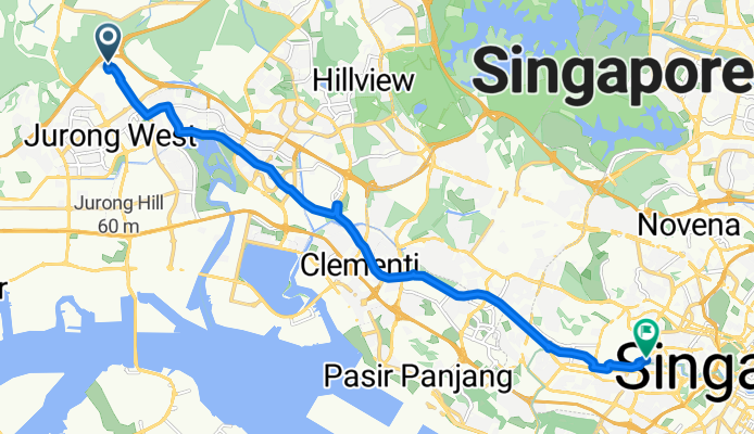 Bulim Drive 21, Singapore to River Valley Road 491, Singapore