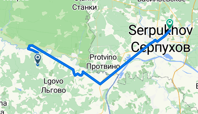 От Unnamed Road до улица Ворошилова 216, Серпухов