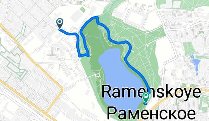 От улица Мира, 12 вл1, Раменское до площадь Победы, Раменское