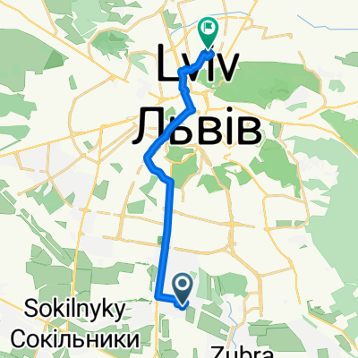 От Стрыйская улица, 115В, Львов до Донецкая улица, 6, Львов