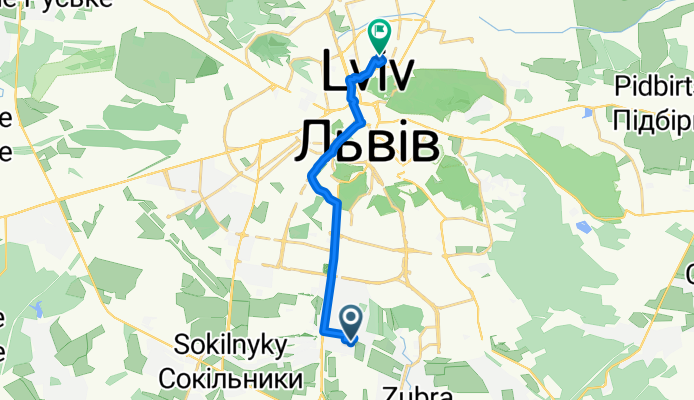 От Стрыйская улица, 115В, Львов до Донецкая улица, 6, Львов