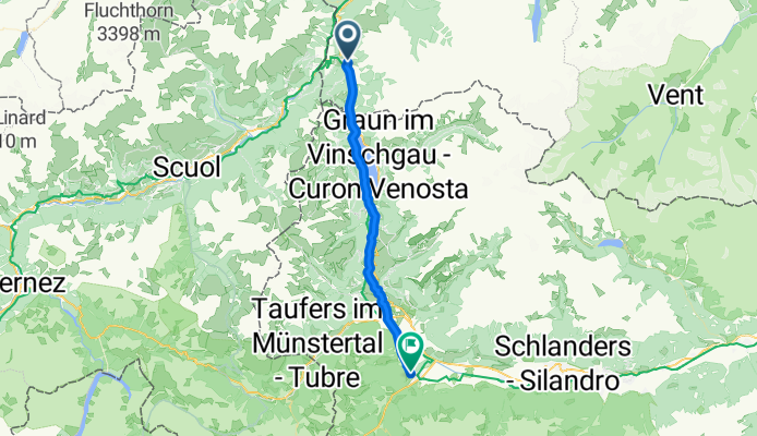 Nauders 32, Nauders nach Frazione Agumes 29/A, Prad am Stilfserjoch