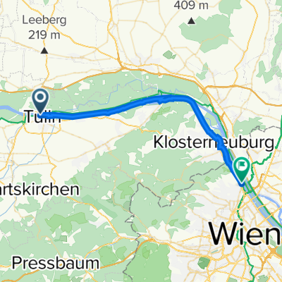 2022 Tag-Day 5 Tulln-Wien-Nußdorf rot-red Route