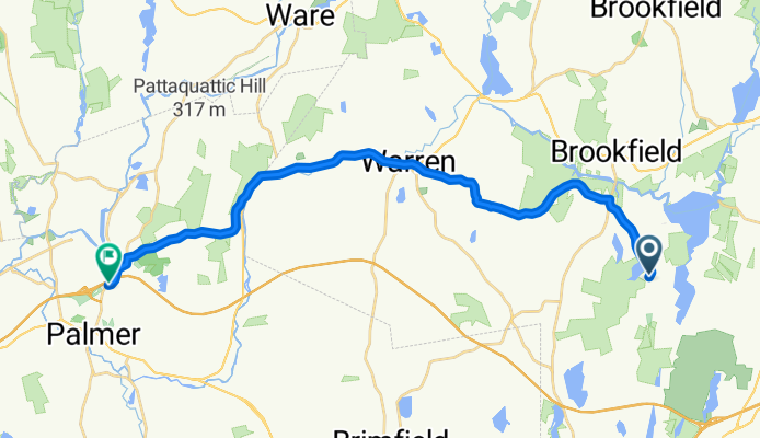 96 Rice Corner Rd, Brookfield to 1184 Thorndike St, Palmer