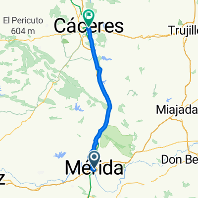 Mérida-Cáceres por la nacional