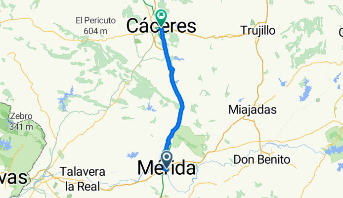 Mérida-Cáceres por la nacional
