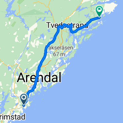 Skippergada 3, Fevik to Gjevingveien 123, Gjeving