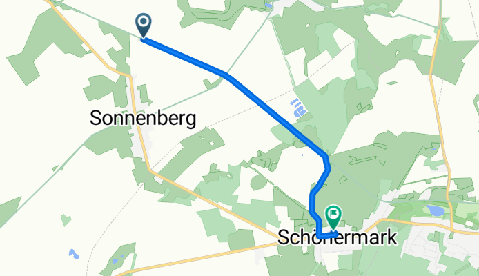 Unnamed Road, Sonnenberg nach Dorfstraße 17, Schönermark