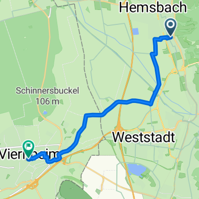 Andersenstraße 19, Weinheim nach Am Neuen Markt, Viernheim