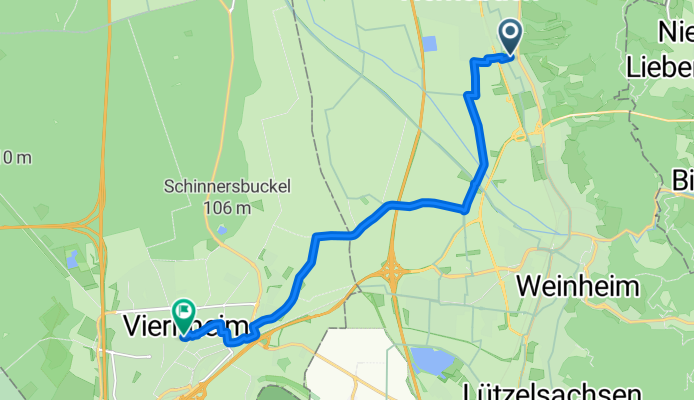 Andersenstraße 19, Weinheim nach Am Neuen Markt, Viernheim